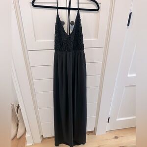 Monteau Black Crochet Maxi Dress, Size Small